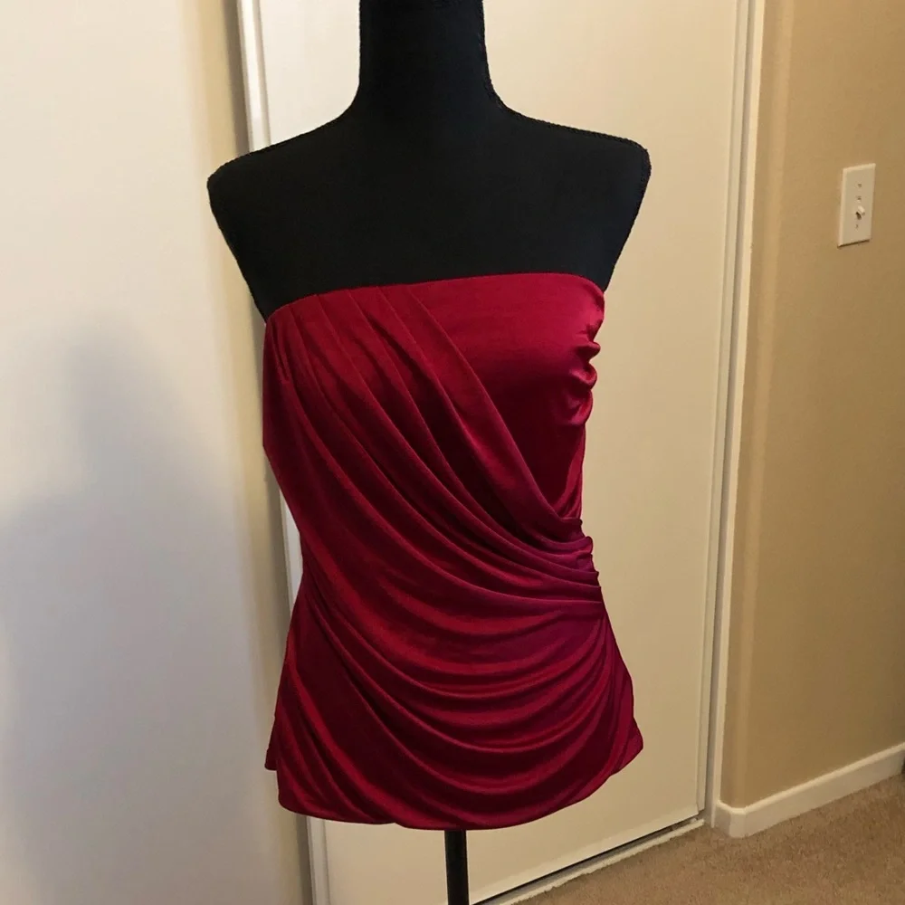 Burgundy Strapless Tube Top - Picture 1 of 9